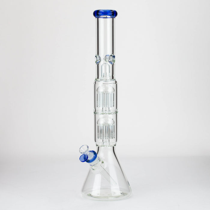 19" Dual 8 arms perc, with splash guard 7mm glass water bong [G11135] Beaker Bong Purple Haze Smoke Inc Light Blue