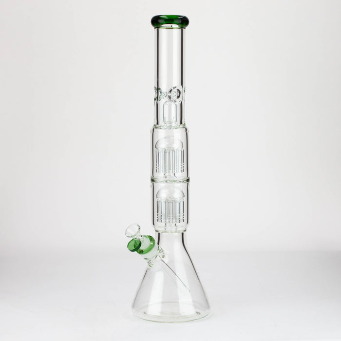 19" Dual 8 arms perc, with splash guard 7mm glass water bong [G11135] Beaker Bong Purple Haze Smoke Inc Green