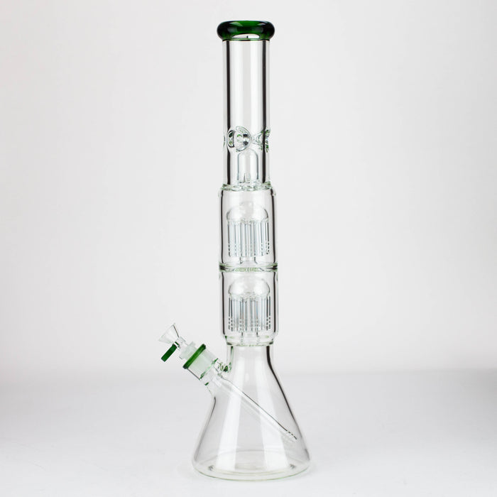 19" Dual 8 arms perc, with splash guard 7mm glass water bong [G11135] Beaker Bong Purple Haze Smoke Inc