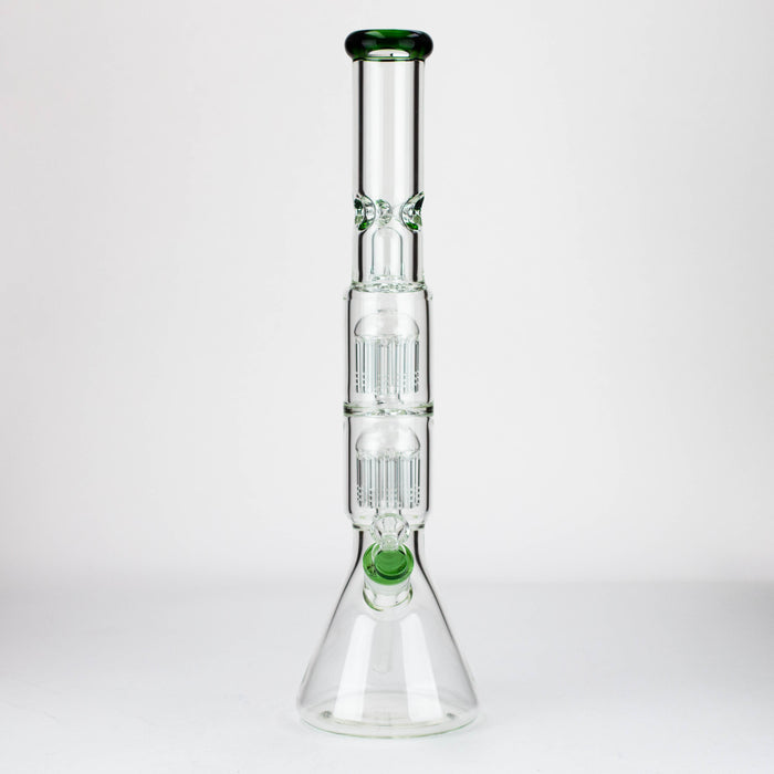 19" Dual 8 arms perc, with splash guard 7mm glass water bong [G11135] Beaker Bong Purple Haze Smoke Inc