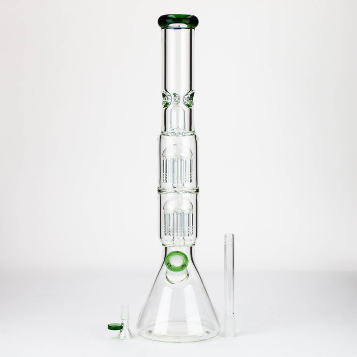 19" Dual 8 arms perc, with splash guard 7mm glass water bong [G11135] Beaker Bong Purple Haze Smoke Inc