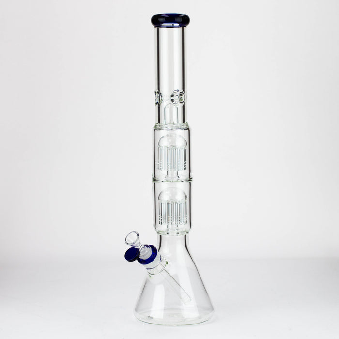 19" Dual 8 arms perc, with splash guard 7mm glass water bong [G11135] Beaker Bong Purple Haze Smoke Inc Blue