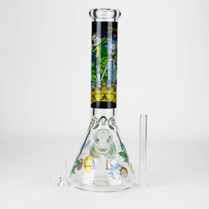 14” RM cartoon 7 mm glass beaker water bong Assorted Designs Beaker Bong Purple Haze Smoke Inc