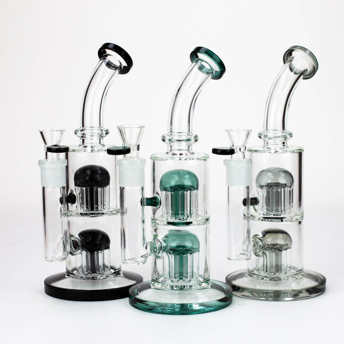 10" Glass Bubbler with dual 8 arms perc [G31014] Other Shaped Bong Purple Haze Smoke Inc