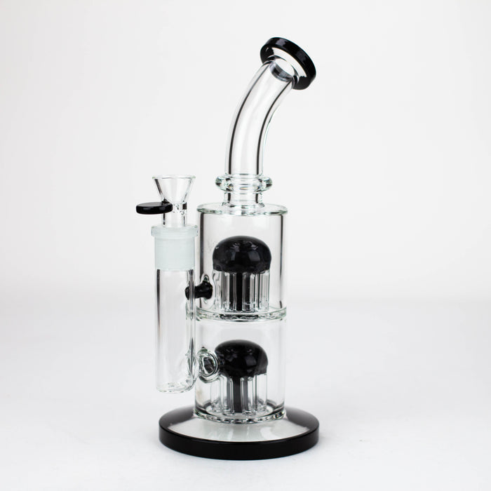 10" Glass Bubbler with dual 8 arms perc [G31014] Other Shaped Bong Purple Haze Smoke Inc Black