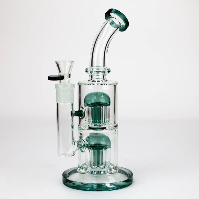 10" Glass Bubbler with dual 8 arms perc [G31014] Other Shaped Bong Purple Haze Smoke Inc Teal