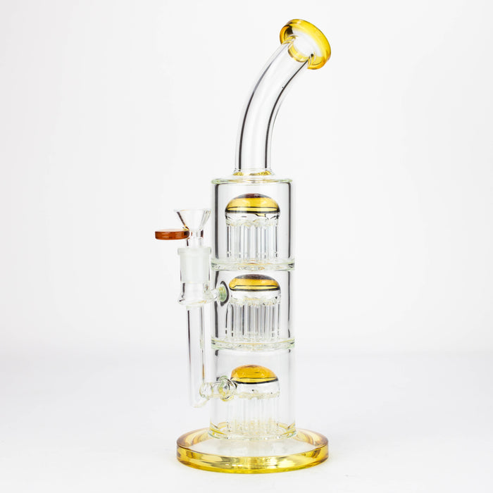 13'' Triple 8arms perc glass bong [G31022] Other Shaped Bong Purple Haze Smoke Inc Gold