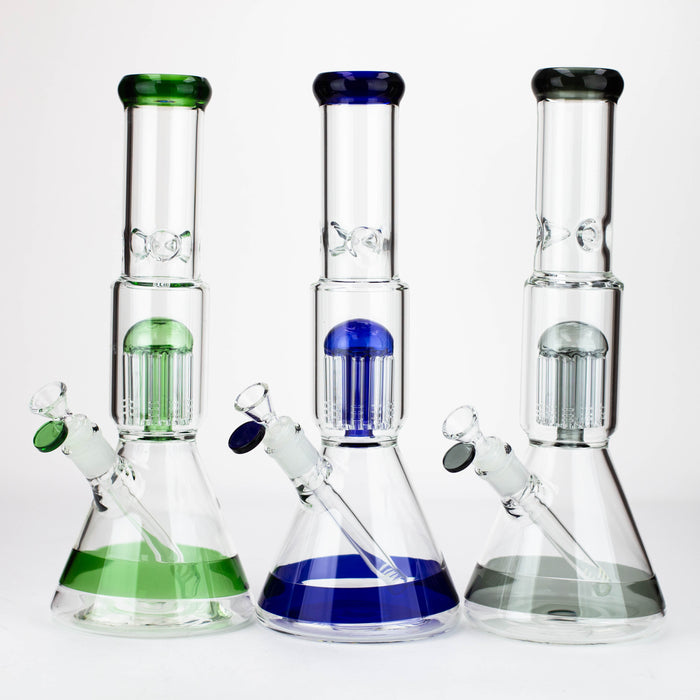 14" Single 8 arms perc, glass water bong [G01037] Beaker Bong Purple Haze Smoke Inc