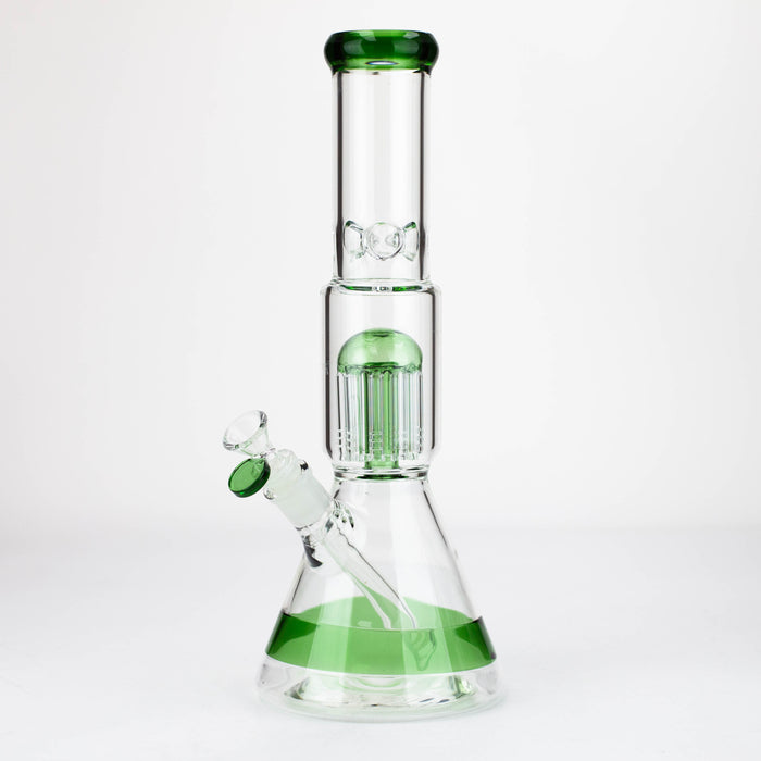 14" Single 8 arms perc, glass water bong [G01037] Beaker Bong Purple Haze Smoke Inc Green