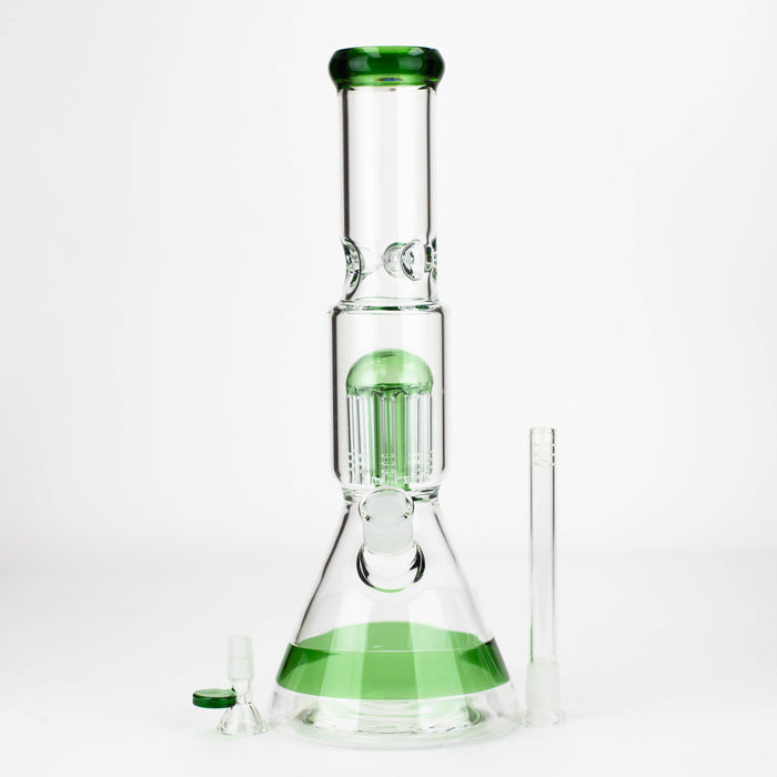 14" Single 8 arms perc, glass water bong [G01037] Beaker Bong Purple Haze Smoke Inc