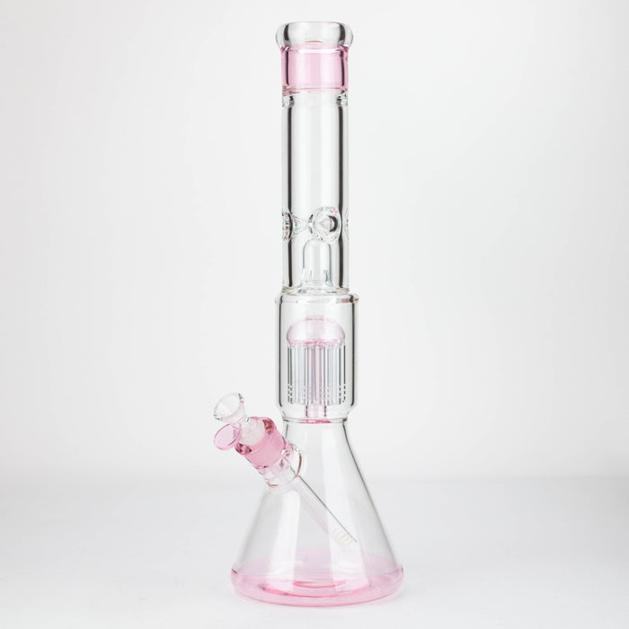 18" Single 8 arms perc, with splash guard 7mm glass water bong [G11122] Beaker Bong Purple Haze Smoke Inc Pink