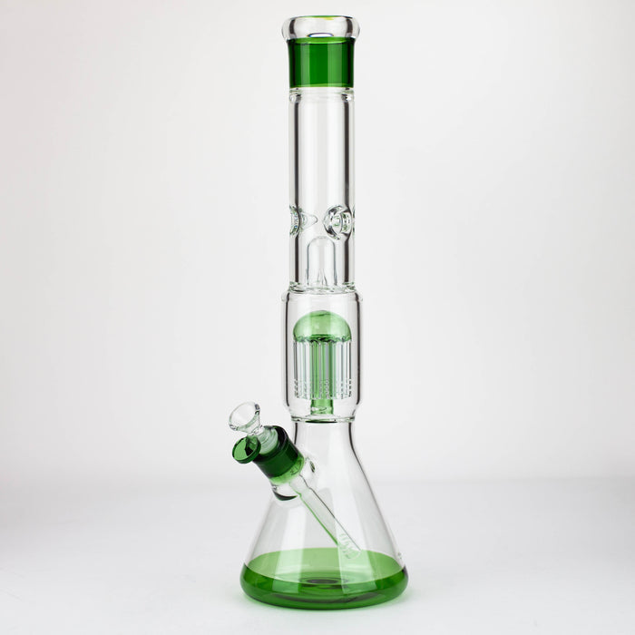 18" Single 8 arms perc, with splash guard 7mm glass water bong [G11122] Beaker Bong Purple Haze Smoke Inc Green