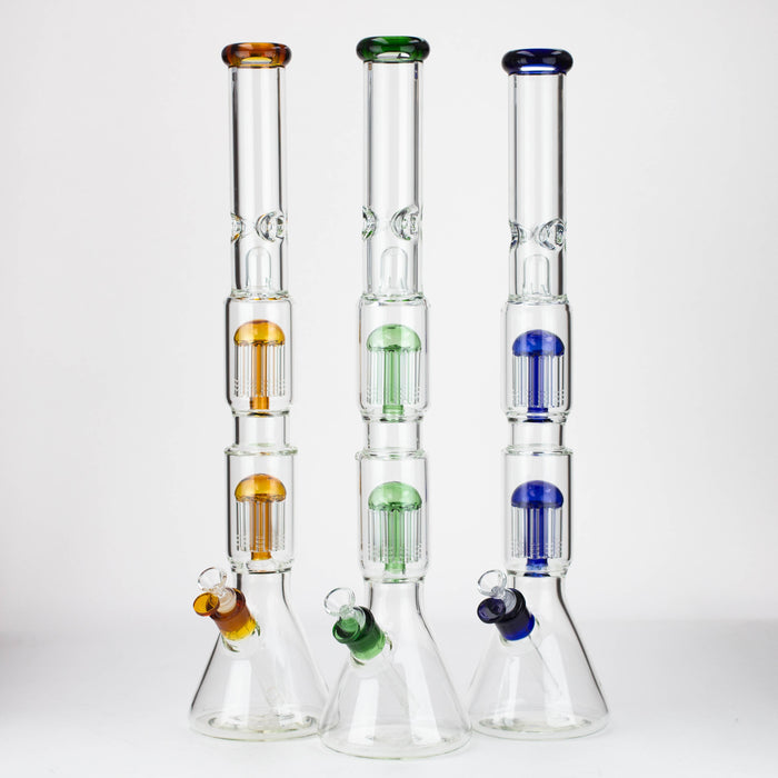 24.5" Dual 8 arms perc, with splash guard 7mm glass water bong [G11124] Beaker Bong Purple Haze Smoke Inc