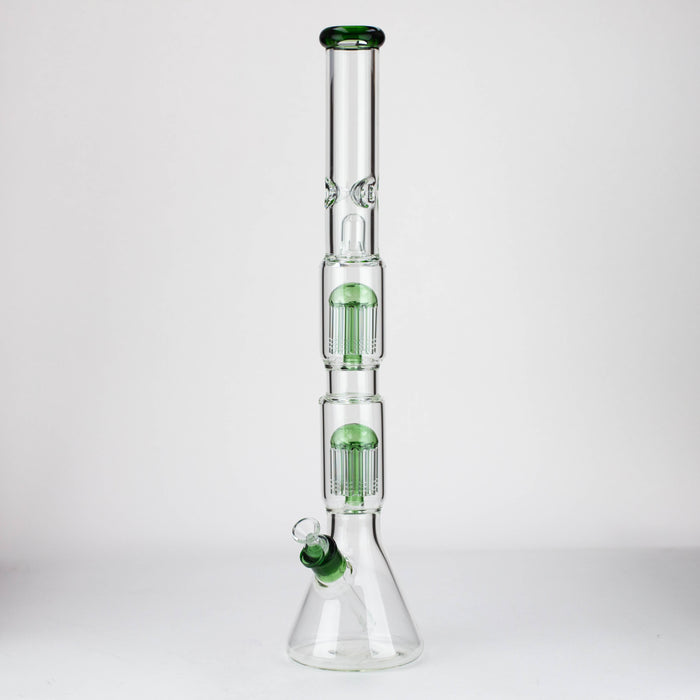 24.5" Dual 8 arms perc, with splash guard 7mm glass water bong [G11124] Beaker Bong Purple Haze Smoke Inc Green