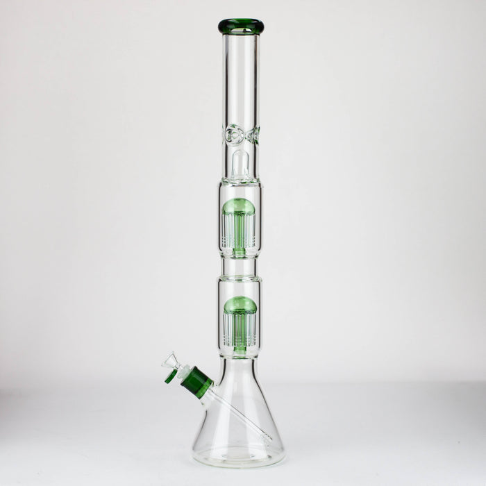 24.5" Dual 8 arms perc, with splash guard 7mm glass water bong [G11124] Beaker Bong Purple Haze Smoke Inc