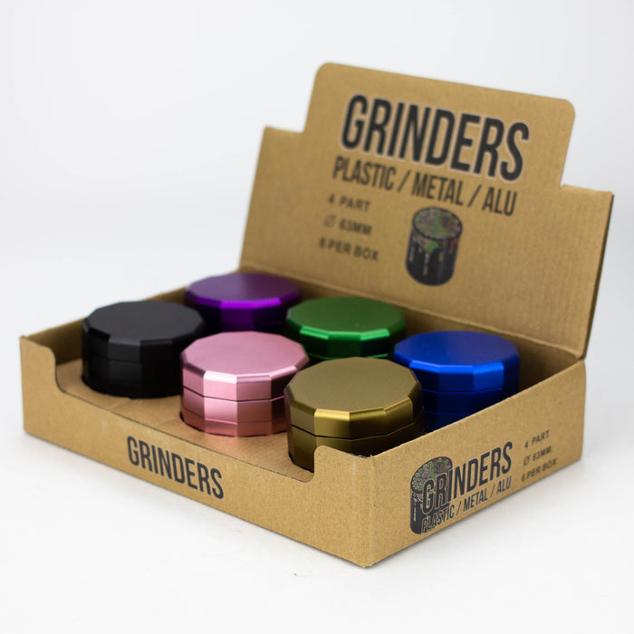 4 Part Aluminum Grinder with magnetic clouser Box of 6 [G746]