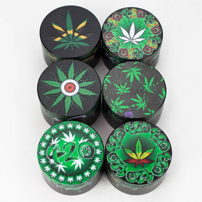 4 Parts Leaf Picture Novelty Herb Grinder Assorted Box of 6 Display Pack Canadian Distributor Leaf Design G506