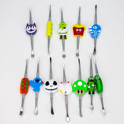 Metal silicone dabber with assorted Cartoon Jar of 30 [71-04A] Bongs Accessories Canadian Distributor