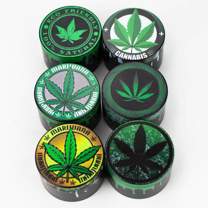 4 Parts Leaf Picture Novelty Herb Grinder Assorted Box of 6 Display Pack Canadian Distributor Leaf Design G532