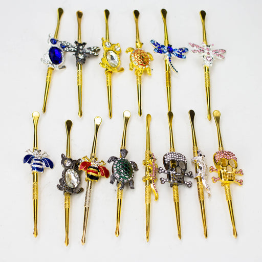 Metal dabber with assorted Cubic zirconia ornamant Pack of 30 [SF1328-1] Bongs Accessories Canadian Distributor