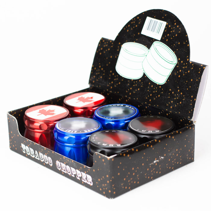 Z2.2" Drum Shape Canada Metal Grinder 4 Layers Box of 6 [GZ6271] Display Pack 777 Smoke