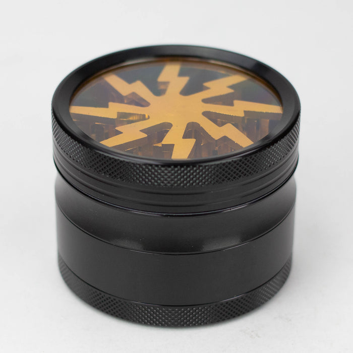 2.5" Lightning Aluminum Grinder 4 Layers with color acrylic window [GA021] Regular Grinder 777 Smoke Gold