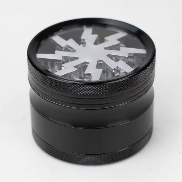 2.5" Lightning Aluminum Grinder 4 Layers with color acrylic window [GA021] Regular Grinder 777 Smoke Silver