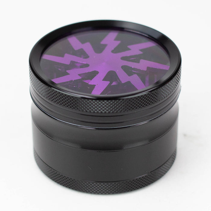 2.5" Lightning Aluminum Grinder 4 Layers with color acrylic window [GA021] Regular Grinder 777 Smoke Purple