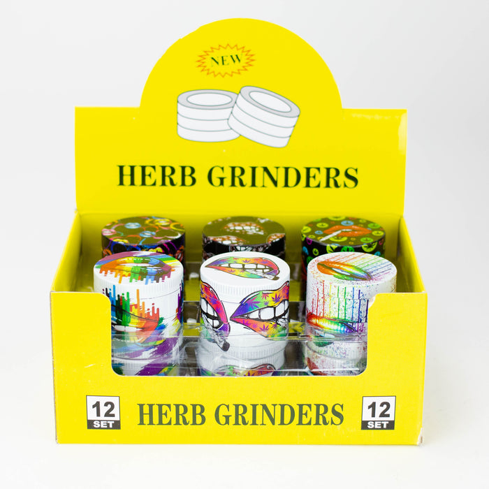 Z1.5" Metal Grinder Red Lips Design 4 Layers Box of 12 [GZ632] Display Pack 777 Smoke