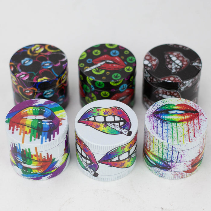 Z1.5" Metal Grinder Red Lips Design 4 Layers Box of 12 [GZ632] Display Pack 777 Smoke