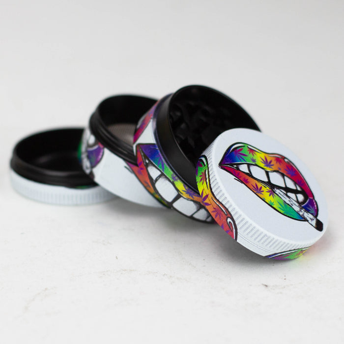 Z1.5" Metal Grinder Red Lips Design 4 Layers Box of 12 [GZ632] Display Pack 777 Smoke