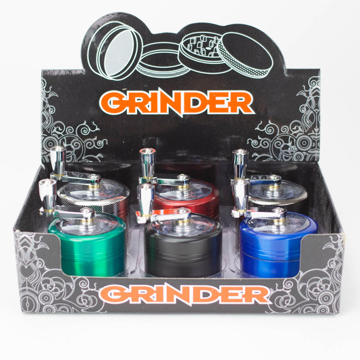 Z2" Hand Cranked Metal Grinder 4 Pieces Box of 6 [GZ6331] Display Pack 777 Smoke
