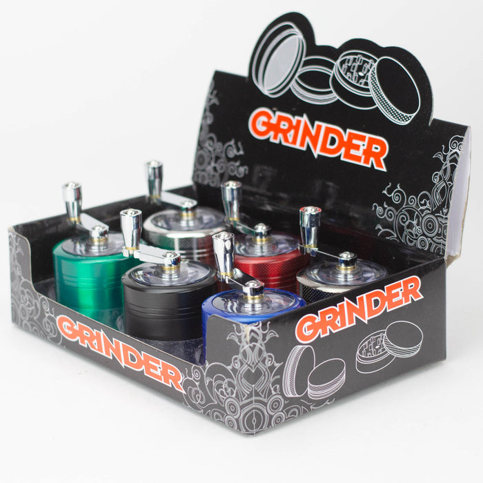 Z2" Hand Cranked Metal Grinder 4 Pieces Box of 6 [GZ6331] Display Pack 777 Smoke