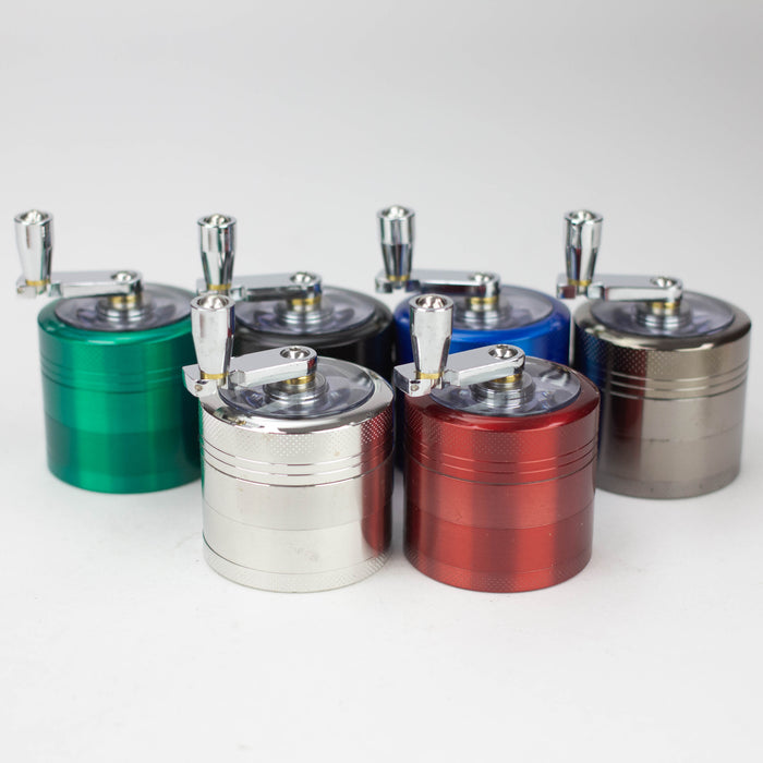 Z2" Hand Cranked Metal Grinder 4 Pieces Box of 6 [GZ6331] Display Pack 777 Smoke