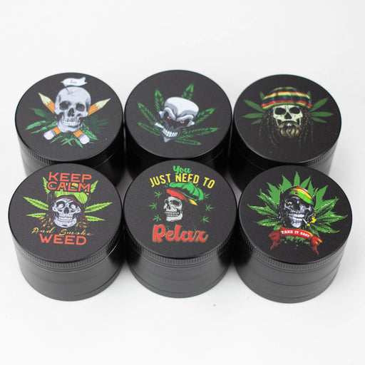 Z2" Metal Grinder Skull Pirate 4 Layers Box of 6 [GZ631] Display Pack 777 Smoke