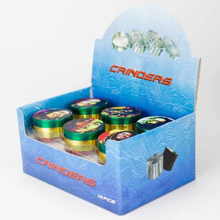 Z2" Metal Grinder with BM Design 3 Layers Box of 12 [GZ630] Display Pack 777 Smoke