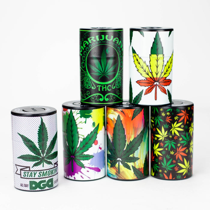 Air tight Stash Jars with Green Leaf Designs Box of 6