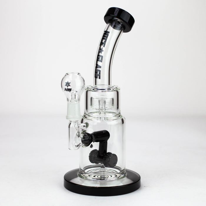 NG | 9 inch Double Wheel Perc Rig [N8002] Rig High-End Brands Glass Black