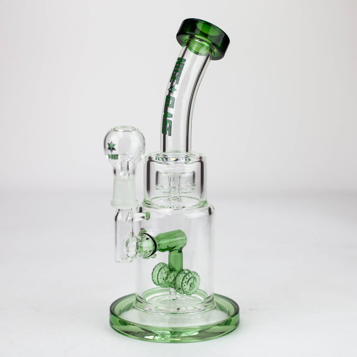 NG | 9 inch Double Wheel Perc Rig [N8002] Rig High-End Brands Glass Green