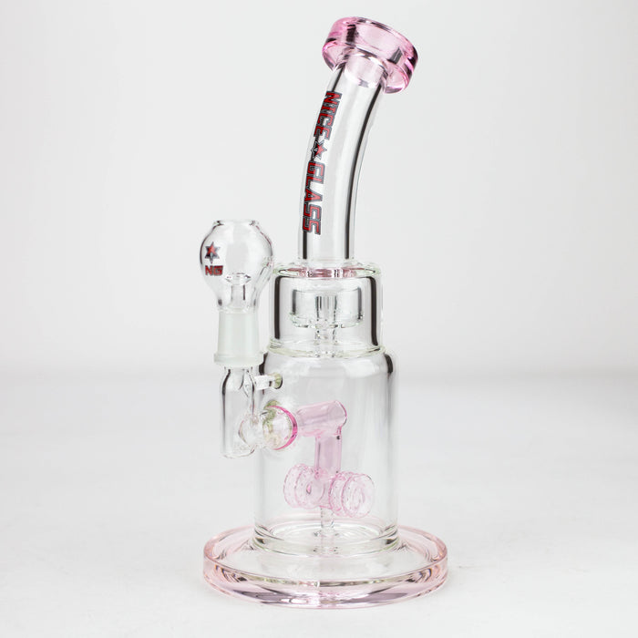 NG | 9 inch Double Wheel Perc Rig [N8002] Rig High-End Brands Glass Pink