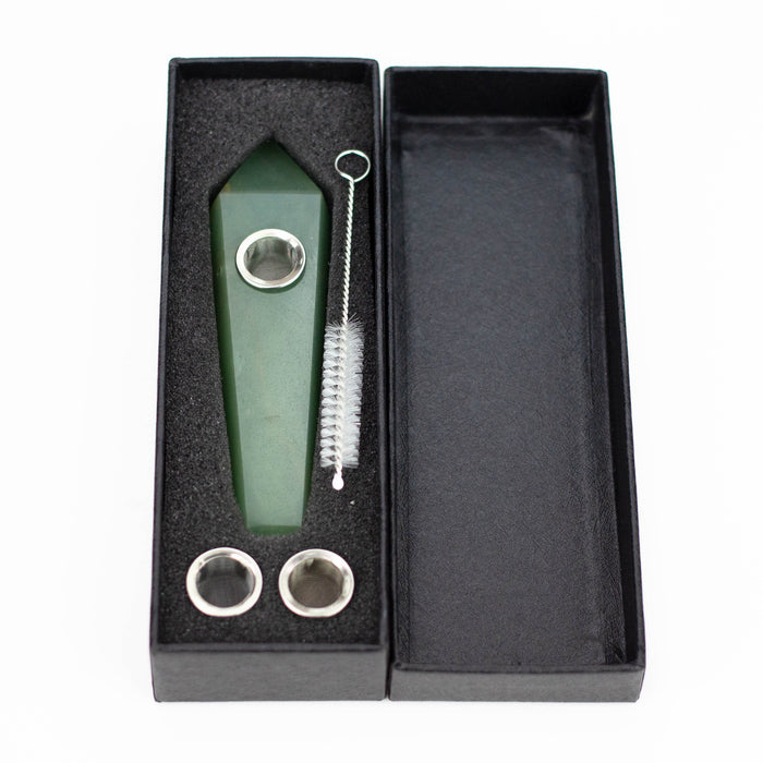 Acid Secs | Green Adventurine Crystal Pipe with Choke Quartz hand pipe Acid Secs Productions Inc.
