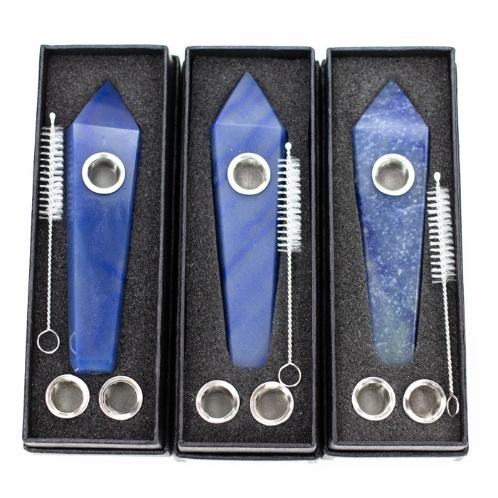 Acid Secs | Blue Adventurine Crystal Pipe with Choke Quartz · Stone Acid Secs Productions Inc.