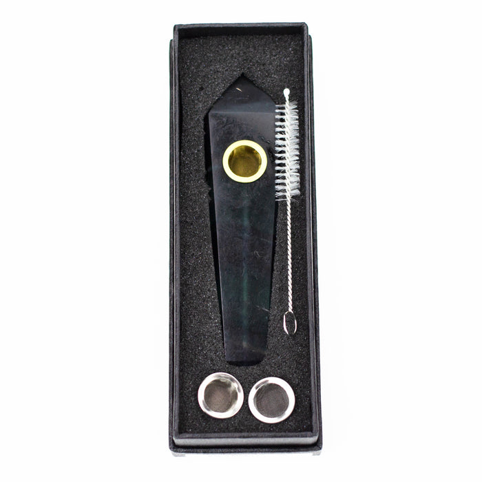 Acid Secs | Rainbow Fluorite Crystal Pipe with Choke Quartz hand pipe Acid Secs Productions Inc.
