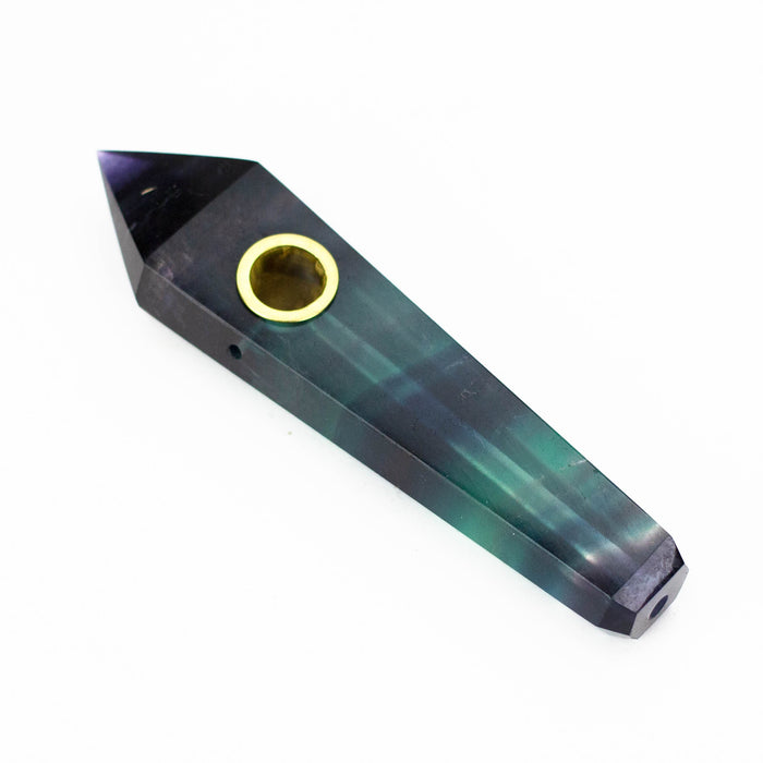 Acid Secs | Rainbow Fluorite Crystal Pipe with Choke Quartz hand pipe Acid Secs Productions Inc.