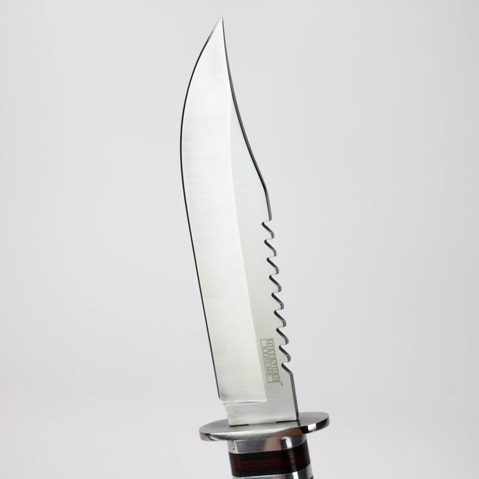 10" Silver Stainless Steel Hunting Knife Wood Handle with Sheath [HK-6860] Fixed Blade Knife Canadian Distributor
