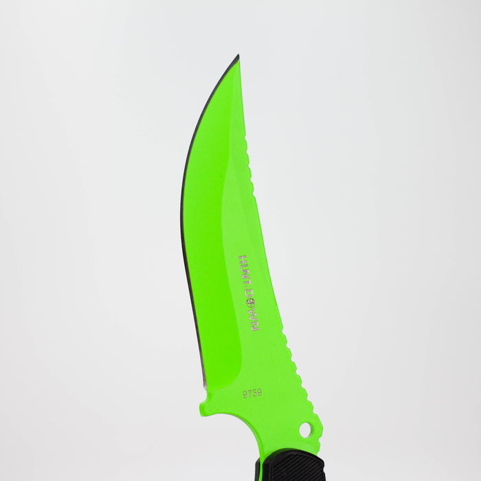 Hunt-Down | 8" Light Green Hunting Knife With Black Handle and Green Red paracord [9759] Fixed Blade Knife Canadian Distributor