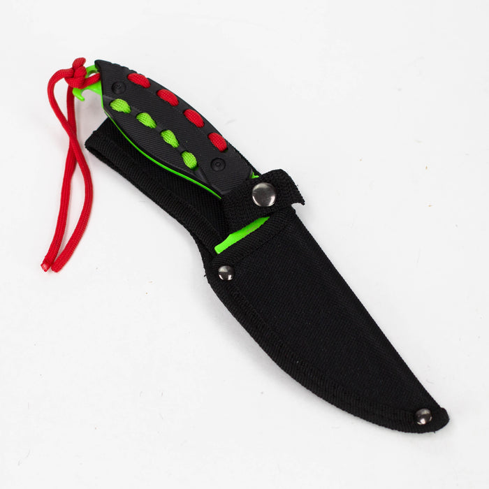 Hunt-Down | 8" Light Green Hunting Knife With Black Handle and Green Red paracord [9759] Fixed Blade Knife Canadian Distributor