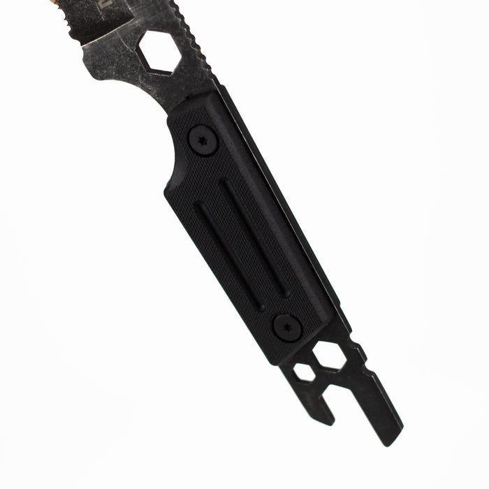 Hunt-Down | 9.5" Stonewashed Fixed Blade Full Tang Tactical Knife Sheath & Wrench [9839] Fixed Blade Knife Canadian Distributor