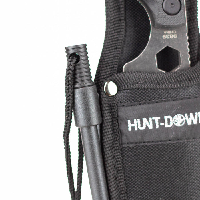 Hunt-Down | 9.5" Stonewashed Fixed Blade Full Tang Tactical Knife Sheath & Wrench [9839] Fixed Blade Knife Canadian Distributor