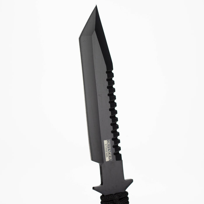 11" All Black Full Tang Hunting Knife With Fire Starter & Sheath [1740]